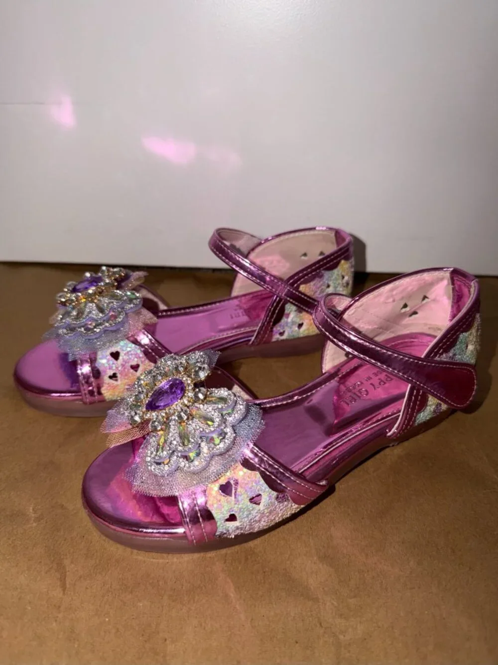 Happy Girl Pink Princess Rhinestone Dress Shoes - Korean Size 190 (US 12)